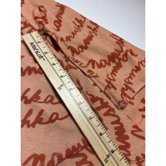 Nanushka Alexa Maxi Dress Orange Peach Logo Print Large Cinched Ruched Bodycon - Picture 9 of 16